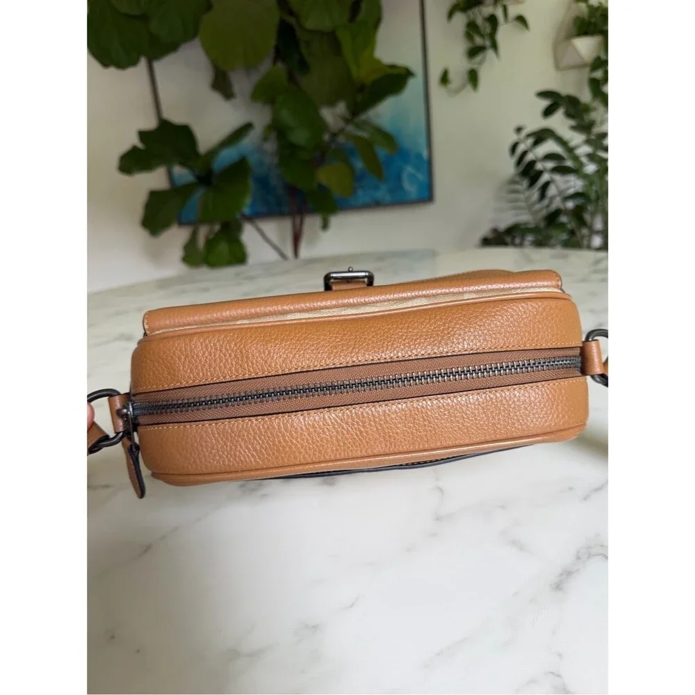 Coach Hudson Crossbody Bag In Colorblock Signature Canvas CR339 Light Saddle Tan